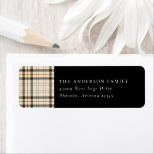 Tan Tartan Play Mönster-adressetikett Returadress Etikett