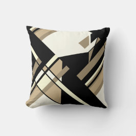 Tan Taupe Black White Diagonal Geometric Design Kudde