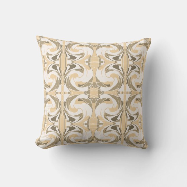 Tan Taupe Brown White Blommigt Abstrakt Small Tile Kudde (Framsida)