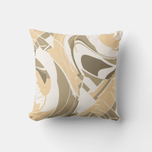 Tan Taupe Brun, benvit, snurrande form Diagonal Kudde