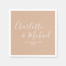 Tan Taupe Elegant Signatur Skript Bröllop Pappersservett