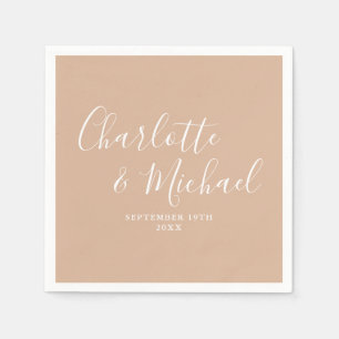 Tan Taupe Elegant Signatur Skript Bröllop Pappersservett