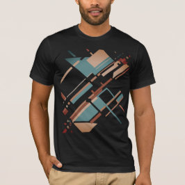 Tan Teal Rust Slanted MCM-utseende Geometrisk Abst T Shirt