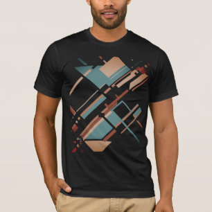 Tan Teal Rust Slanted MCM-utseende Geometrisk Abst T Shirt
