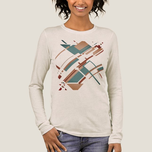 Tan Teal Rust Slanted MCM-utseende Geometrisk Abst T Shirt (Framsida)