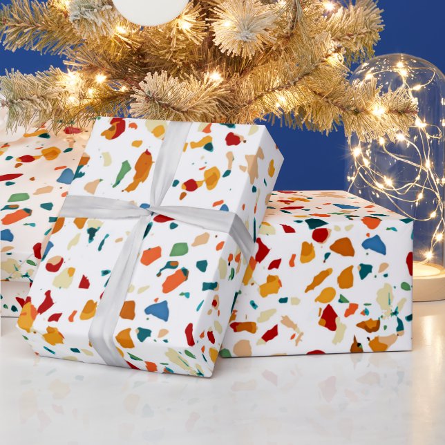 Tan Terrazzo | Eclectic Quirky Confetti-målning | Presentpapper (Helgdagar)