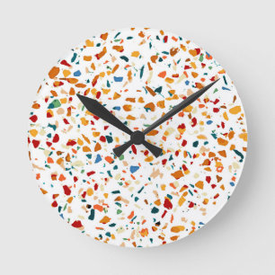 Tan Terrazzo Rund Klocka