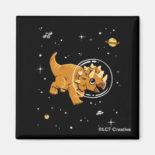 Tan Triceratops Dinos in Space Magnet