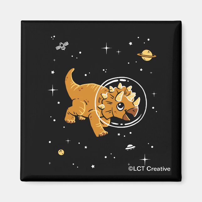 Tan Triceratops Dinos in Space Magnet (Framsidan)
