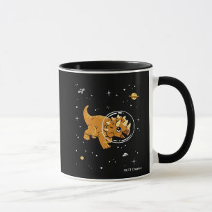 Tan Triceratops Dinos in Space Mugg