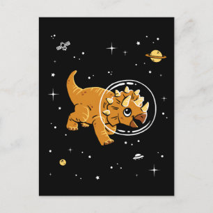 Tan Triceratops Dinos in Space Vykort