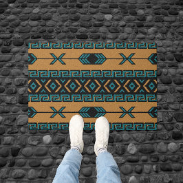 Tan Turkvoise Aztec Mönster Southwest Design