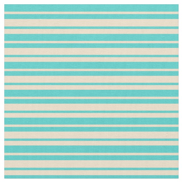 Tan & Turquise Stripe Mönster Tyg (Närbild)