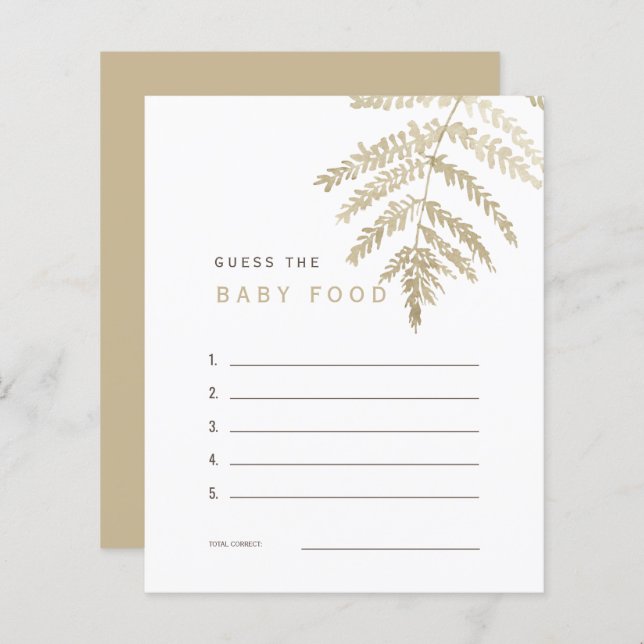 Tan Watercolor Foliage gissar att matspelet i Baby (Fram/baksida)