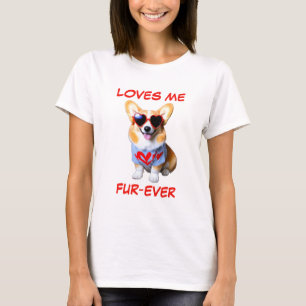 Tan Welsh Corgi Red Heart Heart Shaped Sunglasses T Shirt