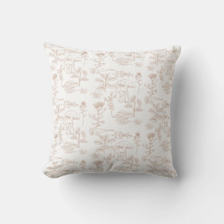 Tan White Blommigt Vintage Farmhouse Dekorativ kud Kudde