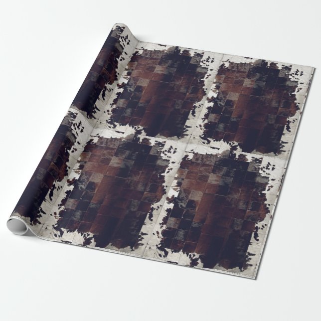 Tan White Cowhide Skriv ut papper radbrytning Presentpapper (Utrullad)