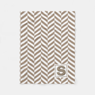 Tan White Herringbone Monogram Fleecefilt