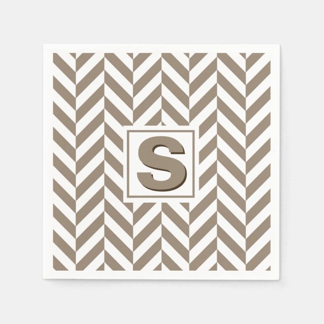 Tan White Herringbone Monogram Pappersservett (Framsidan)