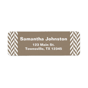 Tan White Herringbone Monogram Returadress Etikett