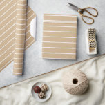 Tan White Thin Vågrät Stripe Presentpapper<br><div class="desc">Tan- och White Thin Vågrät Strepe Wrapped Papper</div>