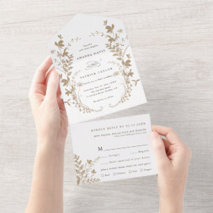 Tan & White WildblomSilhouette Wandan Bröllop