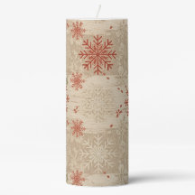 TAN WITH RED WINTER HOLIDAY SNOWFLAKES