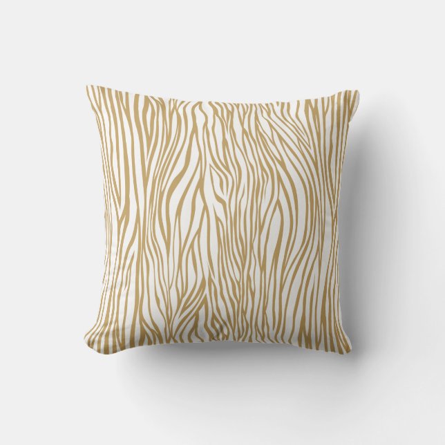 Tan Zebra Animal Print Kudde (Framsida)