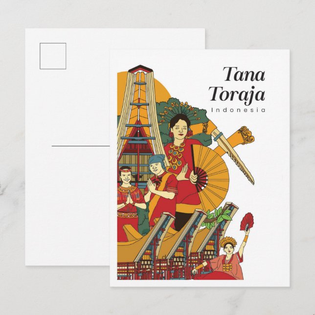 Tana Toraja Indonesien Resa Vykort (Fram/baksida)