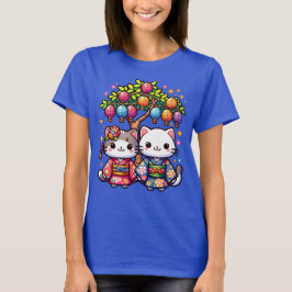 Tanabata-kattungar i kimono t shirt