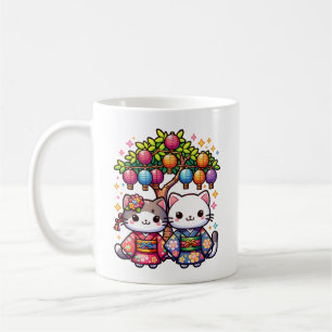Tanabata Kittens i Kimonos Kaffemugg