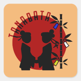 Tanabata-par Silhuett Fyrkantigt Klistermärke