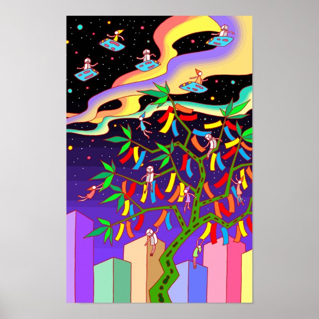 Tanabata Star Festival held on a lively night. Poster (Framsidan)