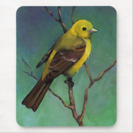 Tanager (fågel) i olje- pastell, realismkonst musmatta