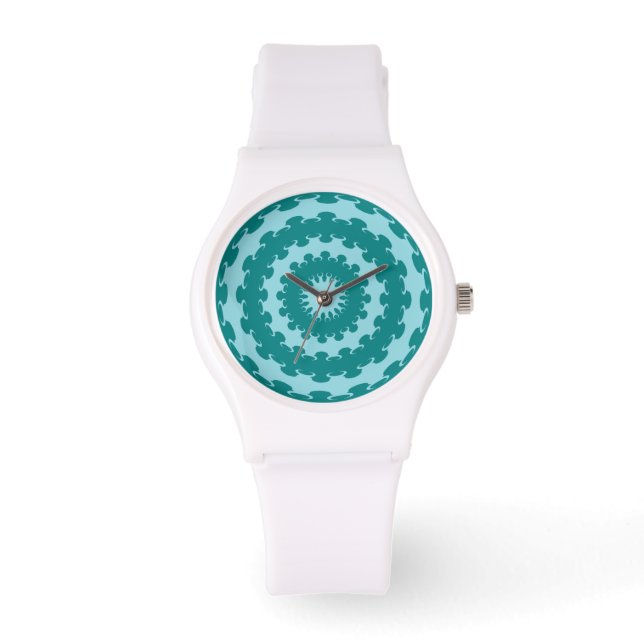 Tanager Turquoise och Teal Blue Crescent Måne Kale Armbandsur (Framsida)