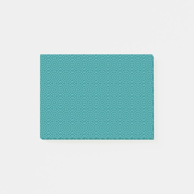 Tanager Turquoise och Teal Blue Repeat Mönster Post-it Block (Framsida)