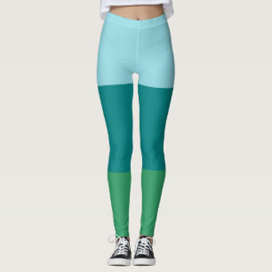 Tanager Turquoise, Teal Blue och Kelly Grönt Horiz Leggings