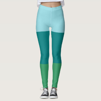 Tanager Turquoise, Teal Blue och Kelly Grönt Horiz Leggings