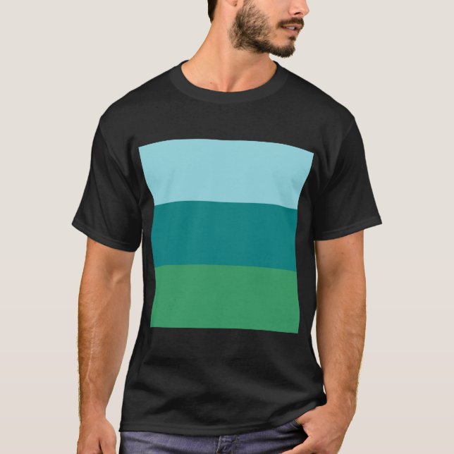 Tanager Turquoise, Teal Blue och Kelly Grönt Horiz T Shirt (Framsida)