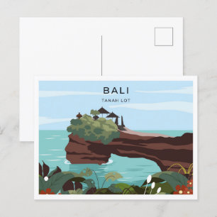 Tanah Lot Bali Indonesia-exempel på resa ställe Vykort