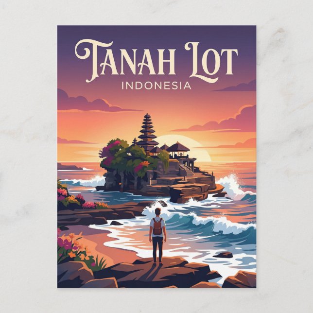Tanah Lot-templet Indonesien Vykort (Framsida)