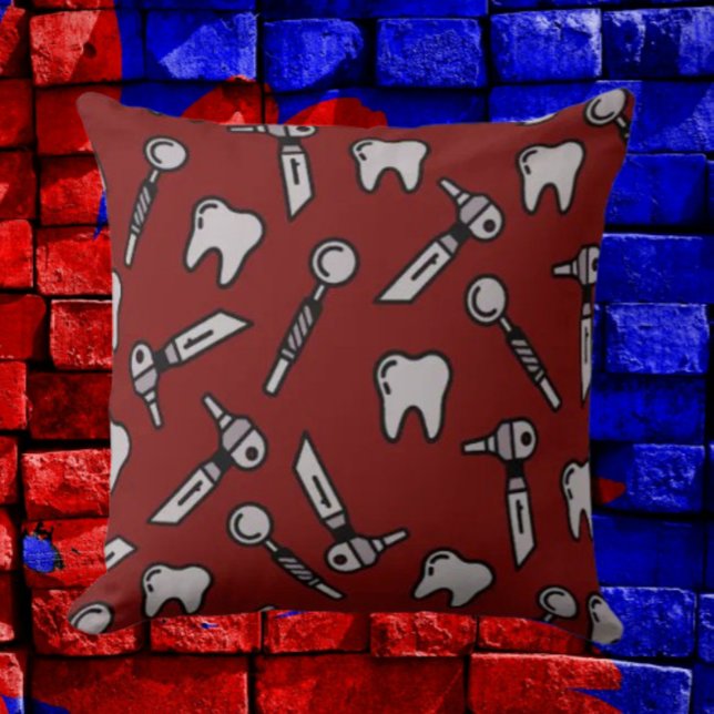 Tand att berätta | Burgunderröd tandkudde Kudde (Skapare uppladdad)