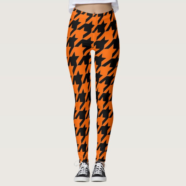 Tand av svart orange mönster leggings (Framsida)