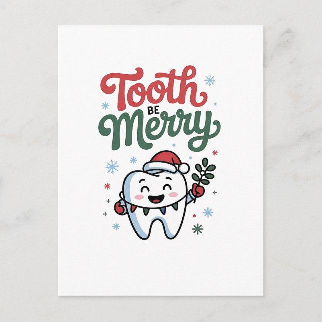 Tand be Merry Dental Dentist jul Julafton Inbjudan Vykort (Framsida)