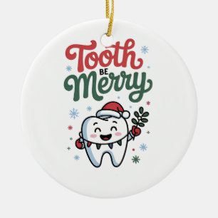 Tand be Merry Dental Dentist jul Julafton Julgransprydnad Keramik