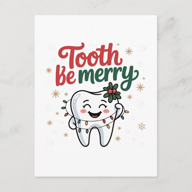 Tand be Merry Funny Dental Dentist jul Meddelande Vykort (Framsida)