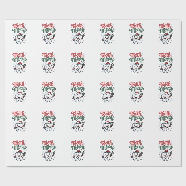 Tand Be Merry Tandläkare Jul Xmas  Presentpapper (Platt)