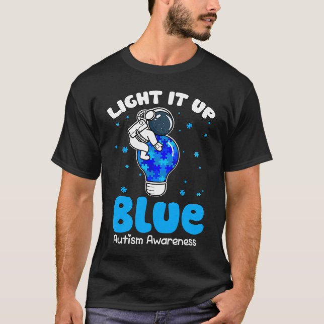 Tänd Blått Pusselbit Autism Acceptans T Shirt (Framsida)