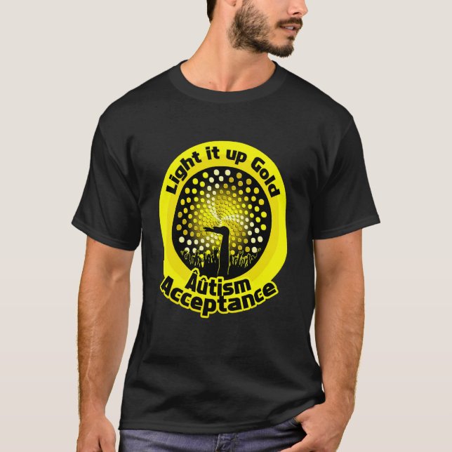 Tänd Blått Regnbåge Autism Acceptans T Shirt (Framsida)