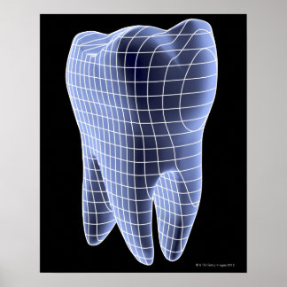 Tand, datorgrafik av molar tand poster